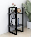 Two-Tier Gray Engineered Wood Book Cabinet for Home Office with books and decor, space saving 27.6 inches tall industrial style unit