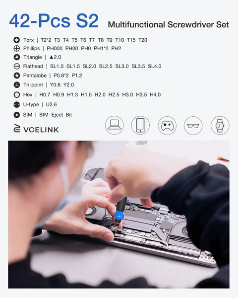 45-In-1 Mini Precision Screwdriver Set With Magnetic Bits, Tweezers And Extension Shaft For Laptop, PC, Phone, Console, Tablet, Glasses And More, Compact Easy Grip Everyday Repair Kit For Pros