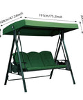 Canopy Replacement Cover For Outdoor Swing With Waterproof UV Resistant Polyester, Weatherproof 75 By 47 Inch Fit For 2 3 Seater Patio Backyard Garden Porch Furniture, Dark Green