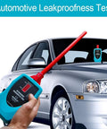 Allsun ultrasonic leak detector; turquoise handheld with red probe and two teal devices for automotive leak detection.
