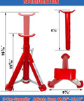 3 Ton Foldable Jack Stands For Trucks And SUVs With Adjustable Height 11.42 To 16.06 Inches Safety Pin Built Tough Steel Red Ideal