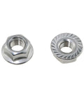 Track Bolt Beefy Heavy Duty Garage Door Hardware Screw Nut 304 Stainless Steel, view of two flange nuts