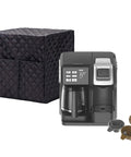 Universal Waterproof Coffee Maker Dust Cover With Anti Impact Cotton, Dual Pockets, Fits Most Dual Brew Machines shown with machine