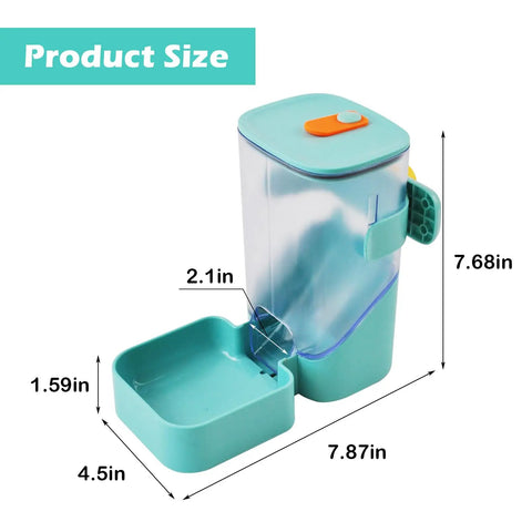Worry Free Automatic Rabbit Food Dispenser With 35 Oz Gravity Feeding For Bunnies Guinea Pigs And Small Critters, showing product dimensions and design.