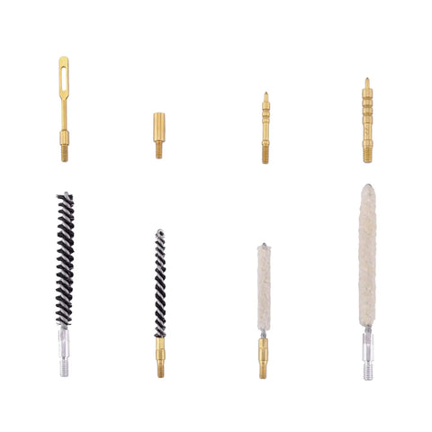 Components of Pro Grade Airgun Cleaning Kit For.177 And.22 Calibers With Cotton Mops Nylon Brushes Flex Cable Brass Jags