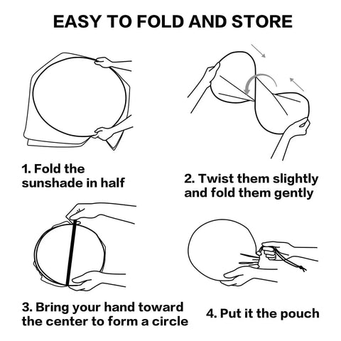 Step-by-step folding guide for Universal Car Windshield Sun Shade Foldable Front Window Cover Blocks UV Rays and Heat Easy Install