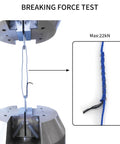 Breaking force test of Dyneema Climbing Slings 10mm 22kN 4840lb Runners Blue 24in 60cm showcasing strength and durability