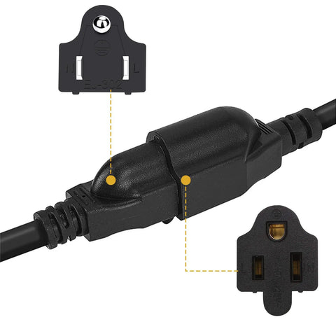 Close-up of 1 To 4 Outlet Power Splitter Extension Cord For Indoor Outdoor Use Heavy Duty 18AWG SJT 125V 13A Grounded NEMA 5-15P Plug