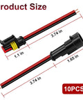2 Pin Waterproof Electrical Connector Set For 16 AWG Wires IP65 Rubber Sealed Car Truck Boat Motorcycle Connectors with dimensions