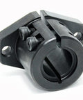 Beefy Heavy Duty Carbon Steel Bracket Guide Shaft Supports with flanged slit strut clamps, 35 mm bore, black oxide finish
