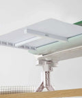 Installed AOOIIN white plastic extension tray for Cricut Maker/Explore, 12x12 mat holder attached to cutting machine