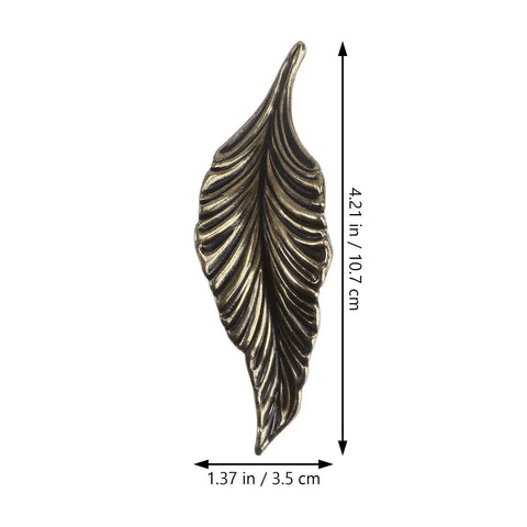 Antique Zinc Alloy Leaf Cabinet Handle Set with vintage style, 10.7x3.5 cm, decorative door handles for wardrobe and cupboard