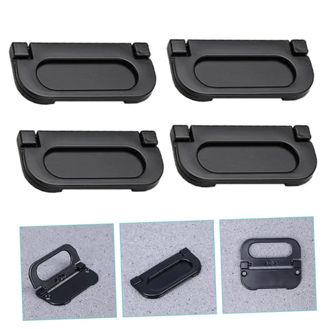 4 Pack Slick Flush Pull Handles For Sliding Doors Cabinets And Drawers With Hidden Latch, black recessed ring hardware
