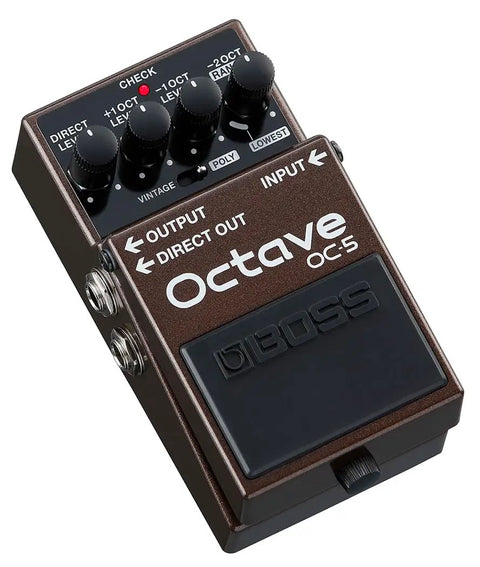 Brown Octave Pedal OC-5 For Guitar And Bass With Mono And Poly Modes, Dry Direct Output, And Lowest Range Poly Setting