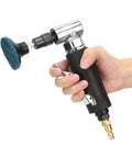 90 Degree Angle Die Grinder 20000 RPM Pneumatic Air Tool with comfortable grip in hand for polishing metal and glass.