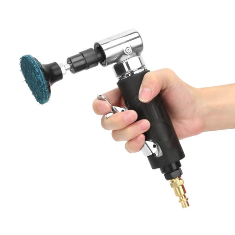 90 Degree Angle Die Grinder 20000 RPM Pneumatic Air Tool with comfortable grip in hand for polishing metal and glass.