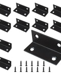 10 Piece Stainless Steel L Bracket Set 2.38x1x1 Inch Heavy Duty 90 Degree Corner Braces Black For Wood Furniture Bed Frames Cabinets Drawers And Chairs With Mounting Screws