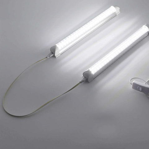 LED Linkable Power Cables For 2 Foot 24 Inch T5 T8 Tube Light Fixtures Double End Connector Extensions in use, connected to tubes.