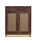 Solid Wood Shoe Cabinet Featuring Modern Minimalist Profiles Tailored For Tight Foyer Layouts And Walk In Closets, front view with rich black walnut stain.