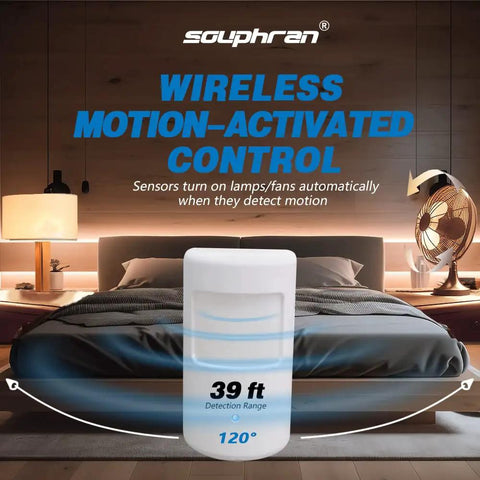 Smart Motion Activated Switch And Wireless Wall Plug Set with Occupancy Sensor in bedroom setting