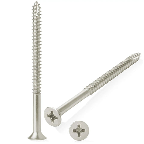 Rock Solid Satin Nickel Door Hinge Screws 9 By 3 Inch Heavy Duty Alloy Steel Hardware For Interior Exterior Wood Or Metal Doors 25 Pack, showing screws
