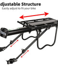 Rear Bike Rack With Quick Release Cargo Carrier For Mountain And City Bikes, adjustable aluminum alloy frame, 55 lb capacity