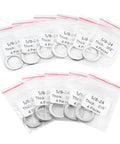 5/8x24 barrel shim kit with 44 metal shims in 11 thicknesses, stored in labeled resealable bags