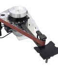 Shop Tough Variable Speed Belt Sander And Metal Polisher Featuring Three Grinding Wheels, 71 Inch width, used for flat and curved surface finishing.