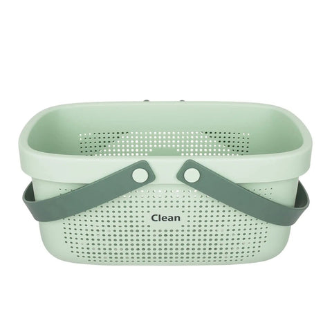 Portable Shower Caddy Tote Organizer Basket With Silicone Handle And Drainage Lightweight Plastic Storage Bin, green