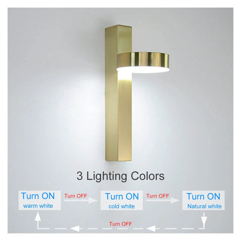 Premium Top Sleek Led Indoor Wall Lights Aluminum Nordic Sconce Fixtures with three lighting colors mounted on a wall.