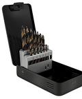 Hyper Step HSS Cobalt Drill Bit Set 1/8 To 1/2 Inch, 13 Pc Stubby TurboStep Mechanics in open black case