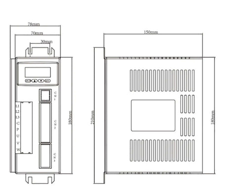 Technical diagram of AC Servo Motor 0.73kW 220V 2000RPM 3.5Nm Continuous Torque No Brake 90mm Frame 90ST-M03520 CNC Servo