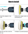 Installation guide for 7 Piece 3 Inch Wool Polishing Pads Kit With Hook And Loop Backing Pad And M10 Drill Adapter For Car Buffing And Polishing