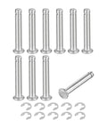 DIY Friendly Heavy Duty 10 Pack M4x25mm 304 Stainless Steel Cylindrical Shaft Pin With Grooved Flat Head Hinge Cylinder Position Pin And E Clip Retaining Ring Set For Mechanical Assemblies Silver By Uxcell, showing cylindrical pins with grooved heads and E clips.