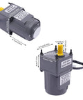 25W 60K Gear Motor 90RPM Adjustable Variable Gear Reducer Motor With Stand Electric Single Phase Reduction Gearbox shown with measurements