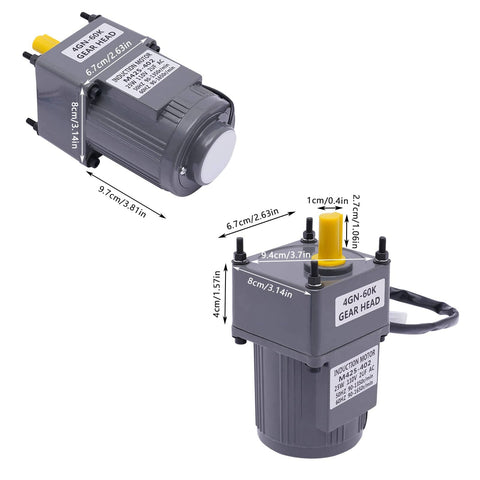 25W 60K Gear Motor 90RPM Adjustable Variable Gear Reducer Motor With Stand Electric Single Phase Reduction Gearbox shown with measurements