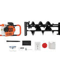 Gas Powered Earth Auger Post Hole Digger 52cc Two Stroke With 1 Extension Rod And 3 Auger Bits with accessories kit