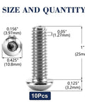 Heavy Duty 1/4 20 X 1 Inch Button Head Socket Cap Bolts 304 Stainless 18 8 Grade Allen Hex Drive detailed size dimensions.