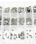 480 Piece SAE Internal Hex Drive Cup Point Screws Assortment Kit With 24 Sizes In 304 Stainless Steel Hex Allen Head Socket Set Grub Screws Bolts For Auto Shop Marine And DIY Projects.