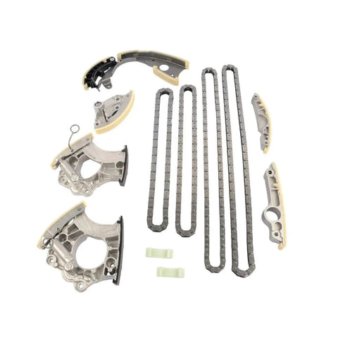 Heavy Duty Timing Chain Tensioner Guides Rail Kit For Audi A4 A5 A6 Q5 With 3.0 And 3.2 Liter Engines Featuring Durable Alloy Build That Slams The Noise, Fixes Rattling Issues And Keeps Your Motor Running Smooth Like Butter. alloy timing chain guide kit with rails and chains
