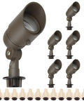 Six Pack Bronze Outdoor Landscape Lights 4W 12V Low Voltage LED Spotlights Warm White Waterproof With Replaceable Bulbs