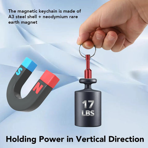 Hand holding 10 Pack Keychain Magnets for Gold and Jewelry Testing - Neodymium Pocket Magnetic Tester Kit with 17 lb pull