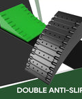 Camper Leveling Kit For RVs Up To 35,000 Lbs with curved levelers, wheel chocks, and anti-slip mats for safe leveling.