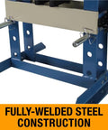 Close-up of 10 Ton Hydraulic H Frame Shop Press Workhorse fully-welded steel construction for metalworking