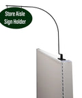 Rock Solid Curved Gondola Shelf Magnetic Sign Holder For Retail Store Aisles And Department Walkway Section Marker with sign holder attached.