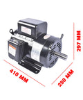 Rock Solid Heavy Duty 7.5 Hp Air Compressor Motor Single Phase Electric Motor 3450Rpm 208 To 230 Volt 60Hz Ac Drive side view with dimensions.