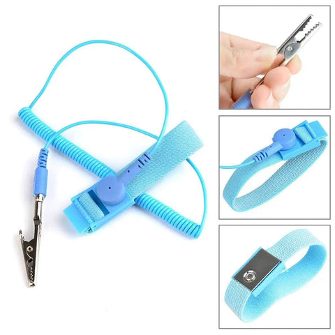 16 Pack ESD Anti Static Wrist Straps With Grounding Wire Extendable 1.8 Meter Coiled Cord Up To 71 Inches Alligator Clip