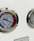 Pro Grade 6HP Walk In Refrigerator Cooling Kit gauges showing pressure and temperature monitoring for commercial cold storage.