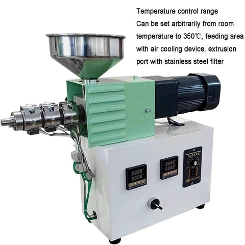 Built Tough 3D Printer Filament Maker Machine, desktop filament extruder with 90W motor and adjustable feed rate detailed view.