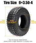 9x3.50-4 Tire And Inner Tube For Mini ATV Quad Go Kart showing dimensions and tread pattern